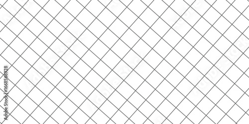 Black metal mesh seamless pattern vector illustration. Metal grid pattern. Silhouette Steel wire Chain link Fence Pattern. Grid, mesh, lattice background with rhombus, diamond shapes