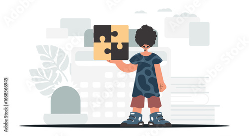 Unlocking solutions A figure holding a puzzle, symbolizing strategic problem-solving and collaboration