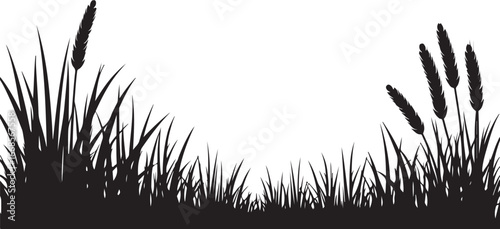 Wheat and Grass Silhouette Border Set for Farm and Nature Themes
