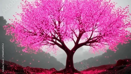 Pink Cherry Blossom Tree in Full Bloom: Beautiful Japanese Sakura Tree Art Print, Nature Photography, Floral Wall Decor, Springtime Landscape
