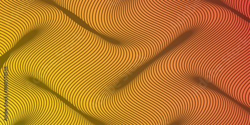 Abstract modern colorful wavy stylized lines background. Dynamic wave transparent tulle textile on wind, particles flow, effect in motion. Abstract colorful blend wave lines and technology background.