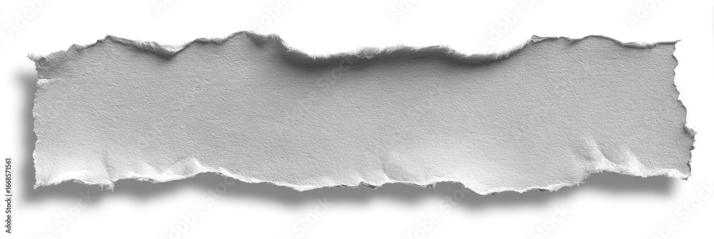 Obraz premium Ripped piece of light gray paper on a white background