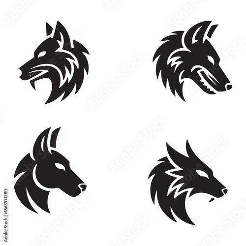Wallpaper Mural Wild tribal wolf head silhouette vector tattoo illustration Torontodigital.ca