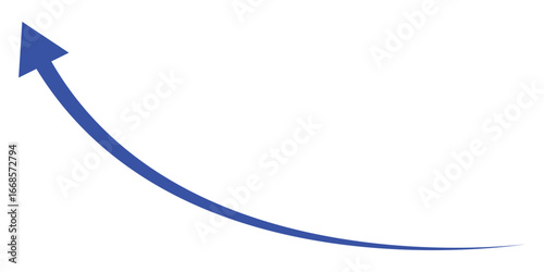 blue arrow icon curved upwards . blue curve arrow icon . long arrow icon . curve arrow vector illustration.