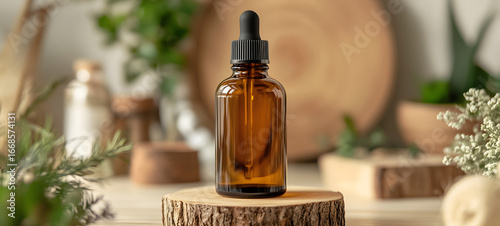 amber glass product dropper bottle neutral concept