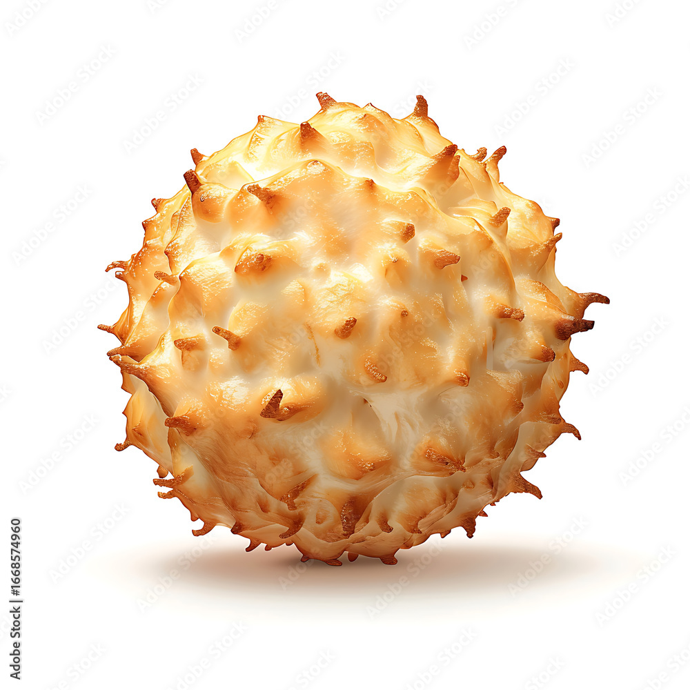 Obraz premium Spiky, golden-brown baked meringue dessert with a crispy exterior