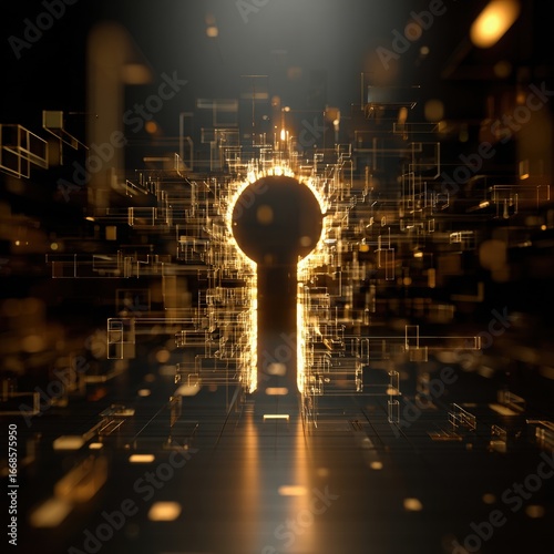 Abstract Glowing Keyhole with Circuitry