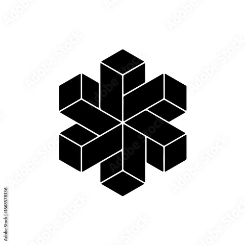 Modern geometric abstract shape representing innovation, connectivity, and digital networks