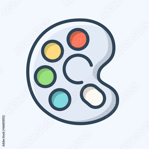 Artist palette icon flat vector illustration for painting creativity art design, education study school learning symbol