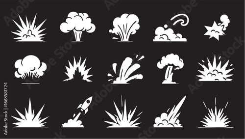 Explosion vector pack: cartoon explosion, bomb, and blast effects eps silhouette
