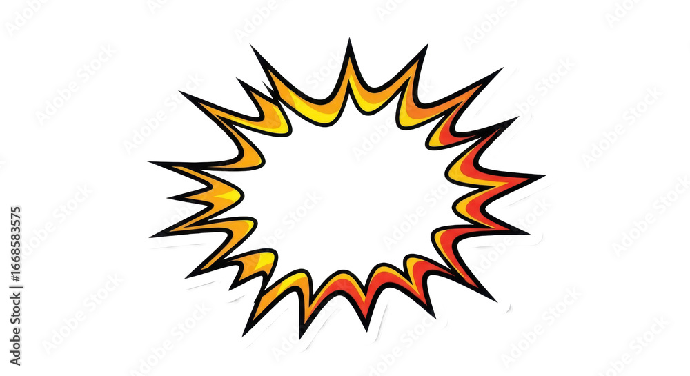 A stylized, comic-book style burst with a yellow and orange gradient, isolated on white. A stylized, comic-book style burst with a yellow and orange gradient, isolated on white.