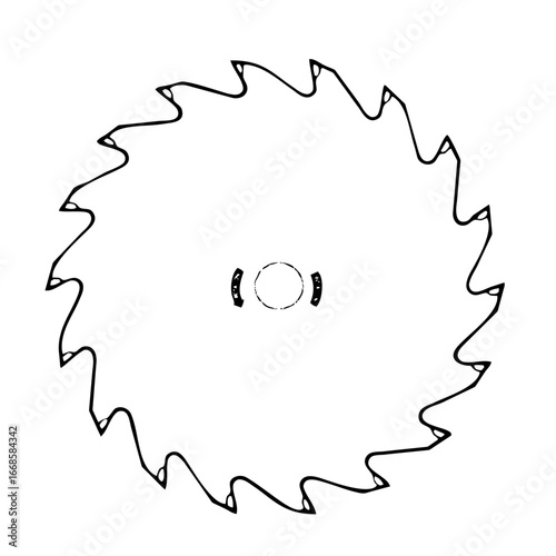 Vector illustration of a circular saw blade, a sharp industrial and construction tool, on a white background