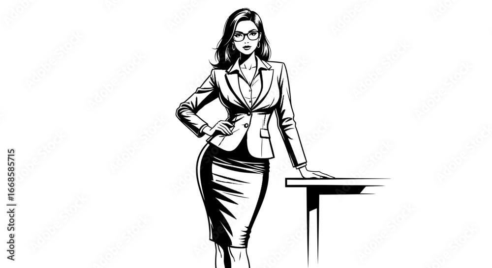 Fototapeta premium Elegant businesswoman illustration with sophisticated style and posture