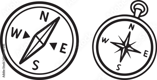 Compass southeast west north line art vector icons