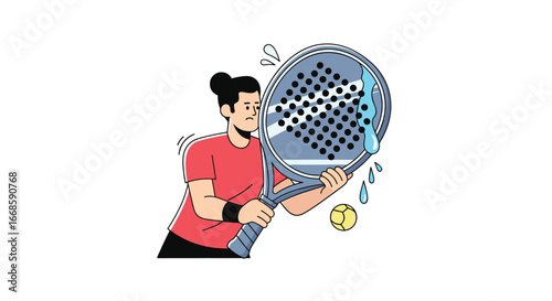 Tennis player practicing serve with passion and determination for victory
