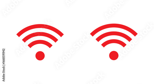 Two red wifi signal icons on a white background