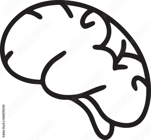 Human Brain flat black line art vector icon
