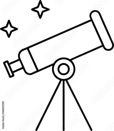 Visionary telescope creativity icon line art silhouette isolated on white background