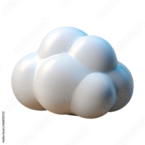 White fluffy 3D rendered cloud icon with smooth glossy texture.