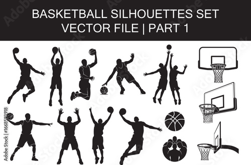 Set of Basketball Silhouettes, vector file