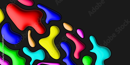 Colorful Abstract Fluid Shapes on Black Background