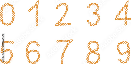 1 to 9  hand drawn set, editable stroke line vector illustration