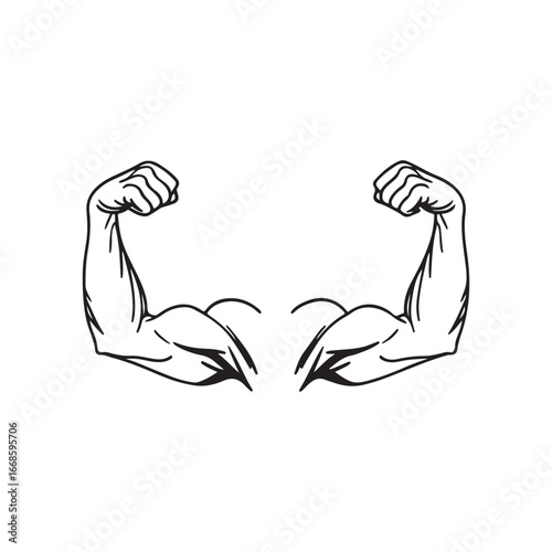 Cut out male arms with flexed biceps muscles