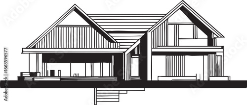 Architectural house plan vector illustration - modern home design eps silhouette
