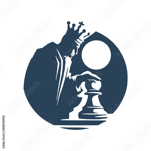 Strategic Chess Pawn and King Logo Symbol