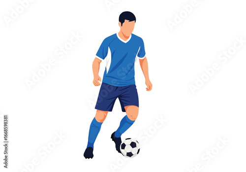 Vector illustration of soccer player dribbling a ball
