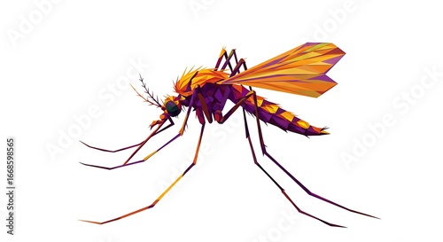 Detailed close up of a mosquito isolated on white background