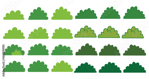 Cute  cartoon bushes set hand drawn vector illustration elements.eps
