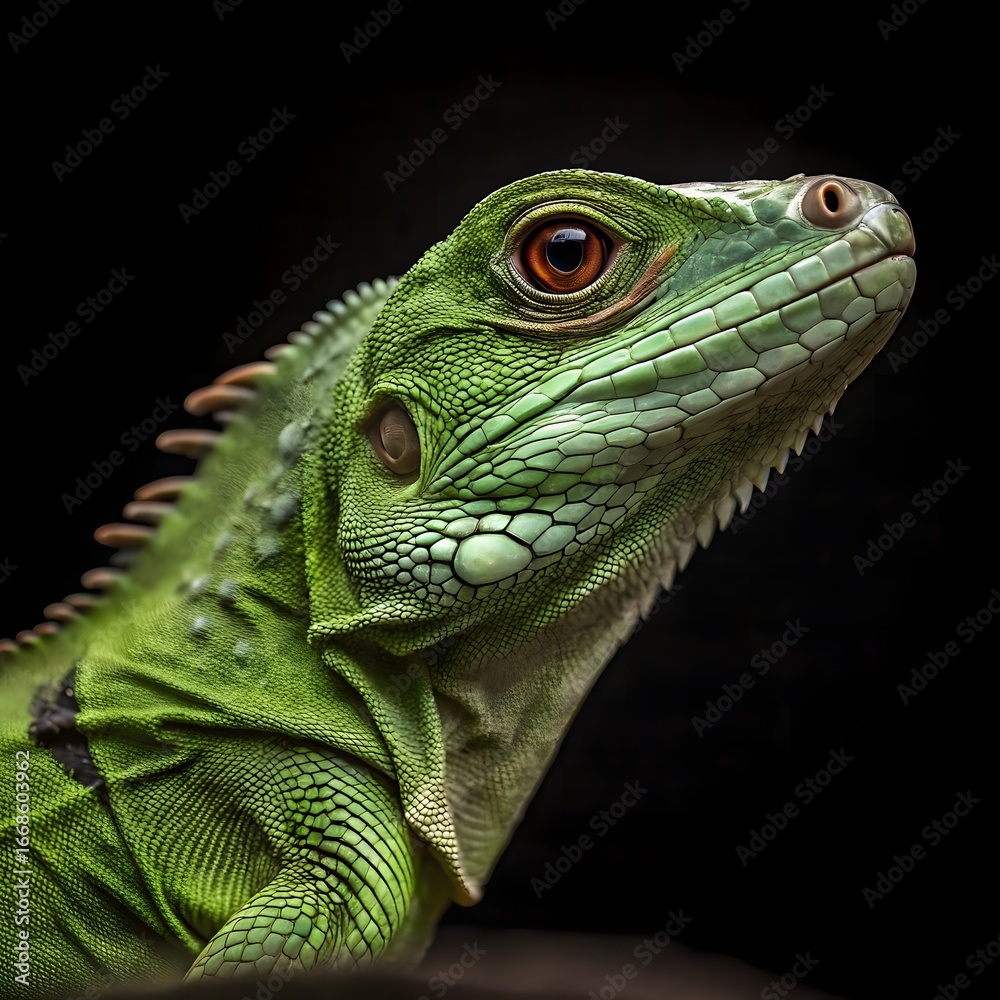 Fototapeta premium Small Green Iguana Closeup