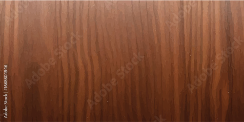 Deep Brown High Gloss Wooden Panel Close-Up – Polished Reflective Wood Texture with Smooth Natural Grain and Retro Background for Elegant Interior Design