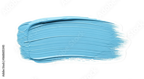 Fototapeta Naklejka Na Ścianę i Meble -  Light blue paint stroke, textured and smudged, isolated on white background.