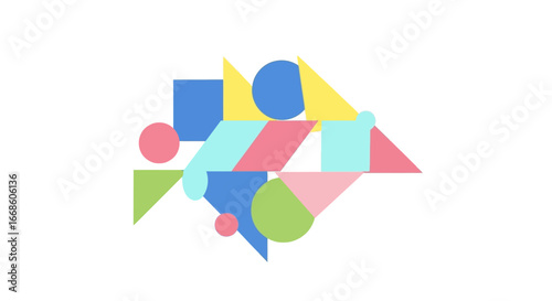 Modern abstract background created from a dynamic collage of simple geometric shapes in bright, soft pastel colors. Vector art design Free Download Modern abstract background created from a dynamic collage of simple geometric shapes in bright, soft pastel colors. Vector art design - GFXLoad
