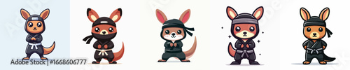 cute kangaroo vector in ninja costume