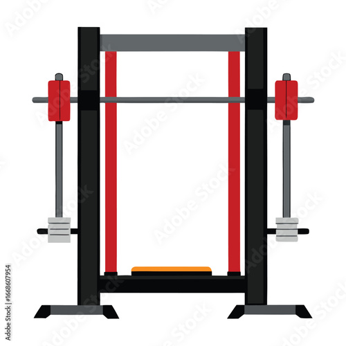 Smith Machine Vector Illustration ? Cartoon, Clipart and Line Art Fitness Design .eps