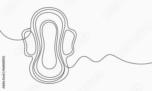 Minimalist line art of a sanitary pad with wings