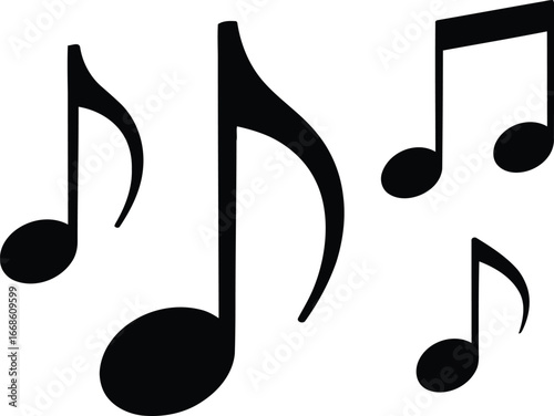 Musical Notes in Harmonious Black Silhouettes Depicting Melody Rhythm and Harmony Symbolizing Expression Creativity and The Universal Language of Music with Their Iconic Shapes