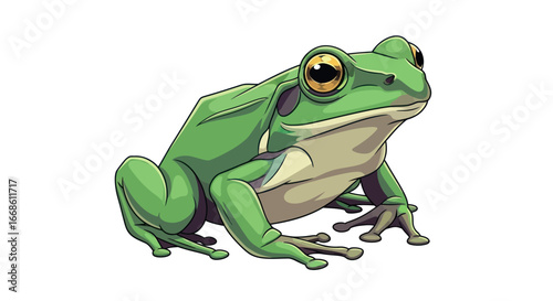 Detailed Illustration of a Green Tree Frog.