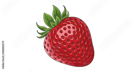 Close up of a single ripe strawberry.