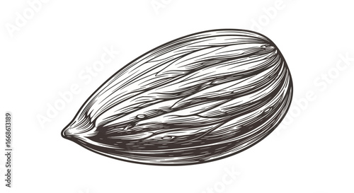 Detailed Sketch of a Single Almond.
