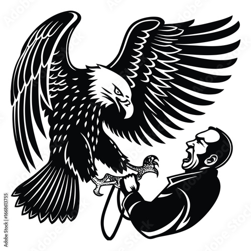 Fierce Eagle Attacks Man, Symbolizing Power and Struggle