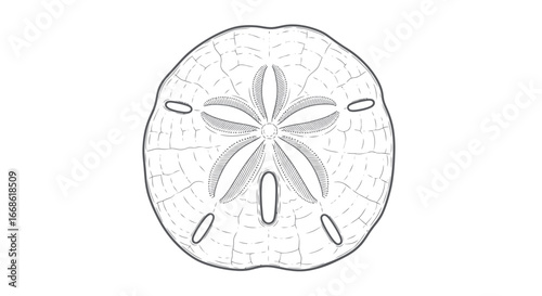 Detailed illustration of a sand dollar showcasing its intricate skeletal structure.