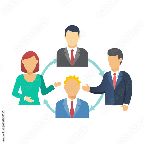 Business team collaborating and communicating in a network, showing partnership and cooperation