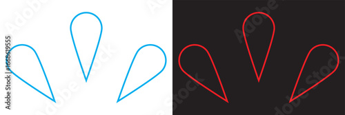 Teardrop outline vector design. Minimalist illustration featuring three teardrop outlines mirrored in negative space, ideal for abstract design and backgrounds. vector illustration