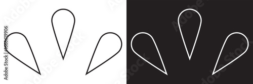 Teardrop outline vector design. Minimalist illustration featuring three teardrop outlines mirrored in negative space, ideal for abstract design and backgrounds. vector illustration