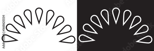 Teardrop outline vector design. Minimalist illustration featuring three teardrop outlines mirrored in negative space, ideal for abstract design and backgrounds. vector illustration