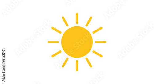 Bright yellow sun symbol on a white background
